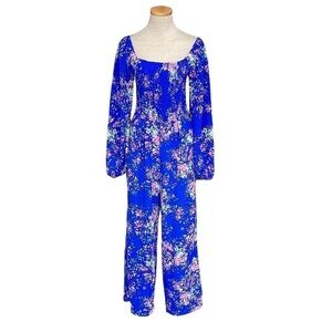 Charles Henry Jumper Pantsuit Off the Shoulder Pink Floral Size Small
